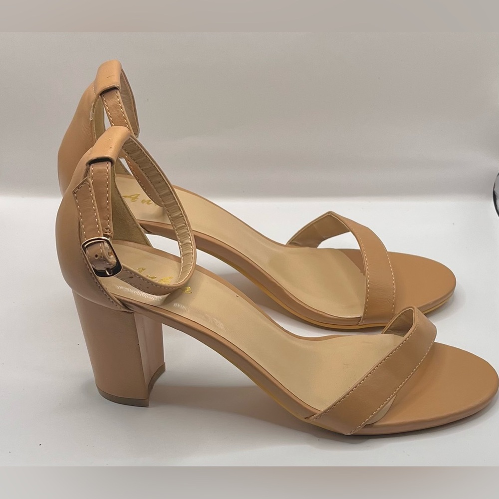 Ankis Tan High-Heeled Sandals with Ankle Strap